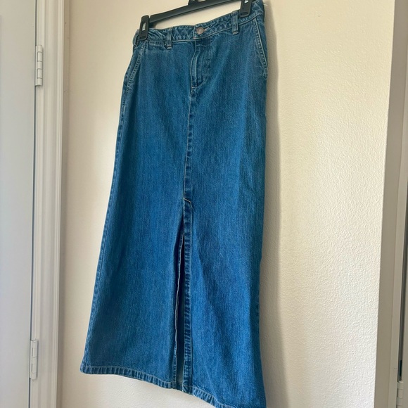 Vintage Y2K Old Navy Long Denim Blue Jean Skirt W/ Front Slit Size 1 Or XS 90’s - Picture 2 of 9